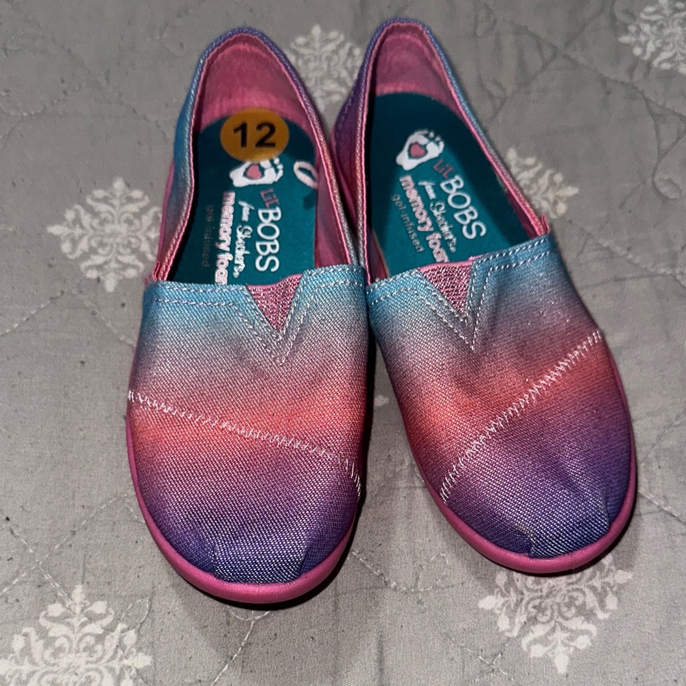 Skechers Kids' BOBS Pink and Blue Slip-On Slippers